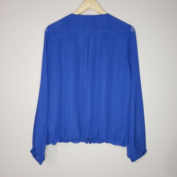 Yest Medium Long Sleeve Sheer Blue Top Blouse Jacket - Picture 7 of 10